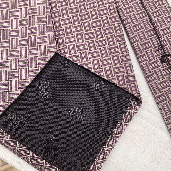 Brooks Brothers‎ Ties For Mens Wide Violet Gray Geometric Wide Golden Fleece USA - Picture 3 of 8